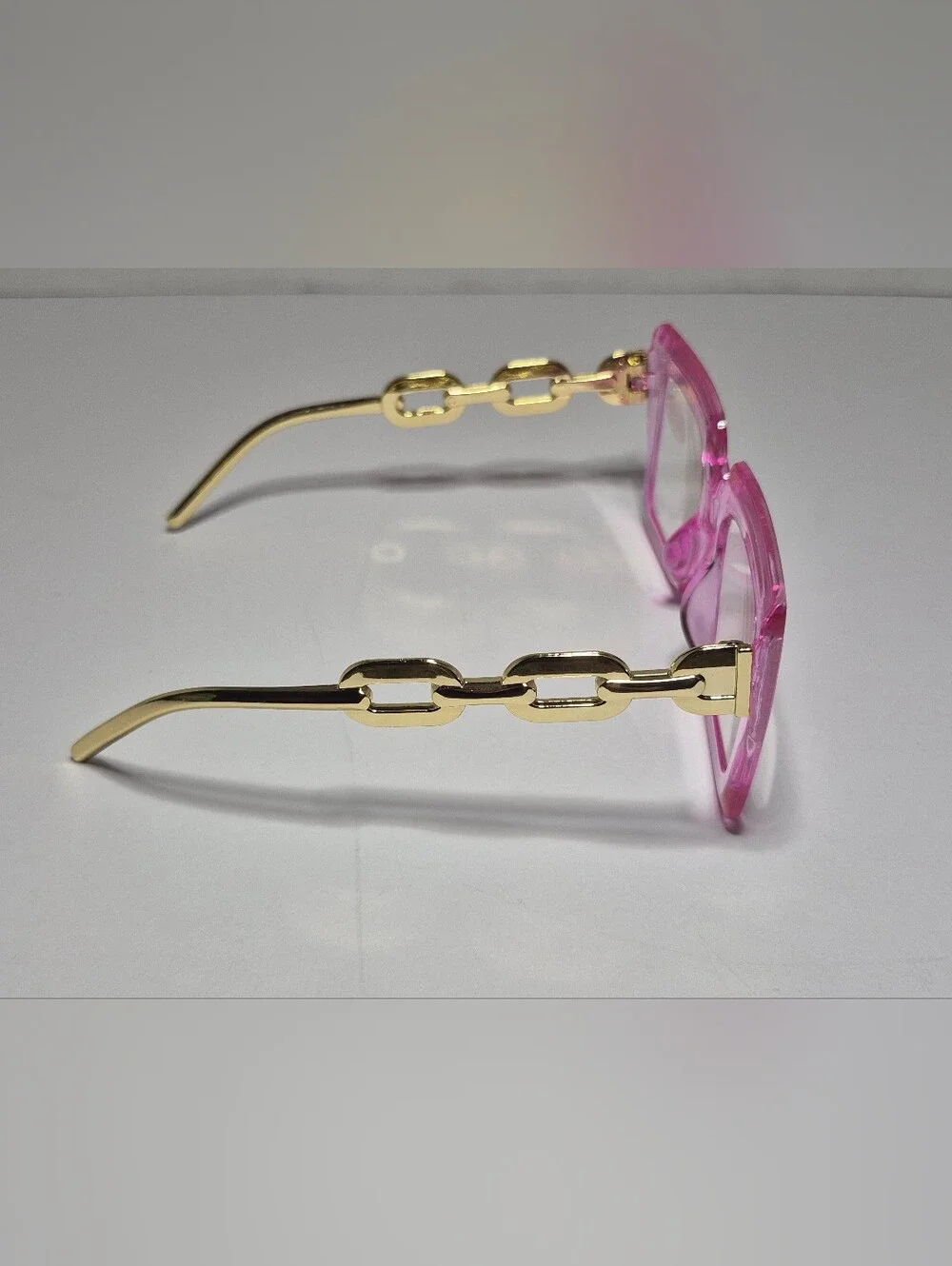 Bold Pink Square Reading Glasses with Gold Temples